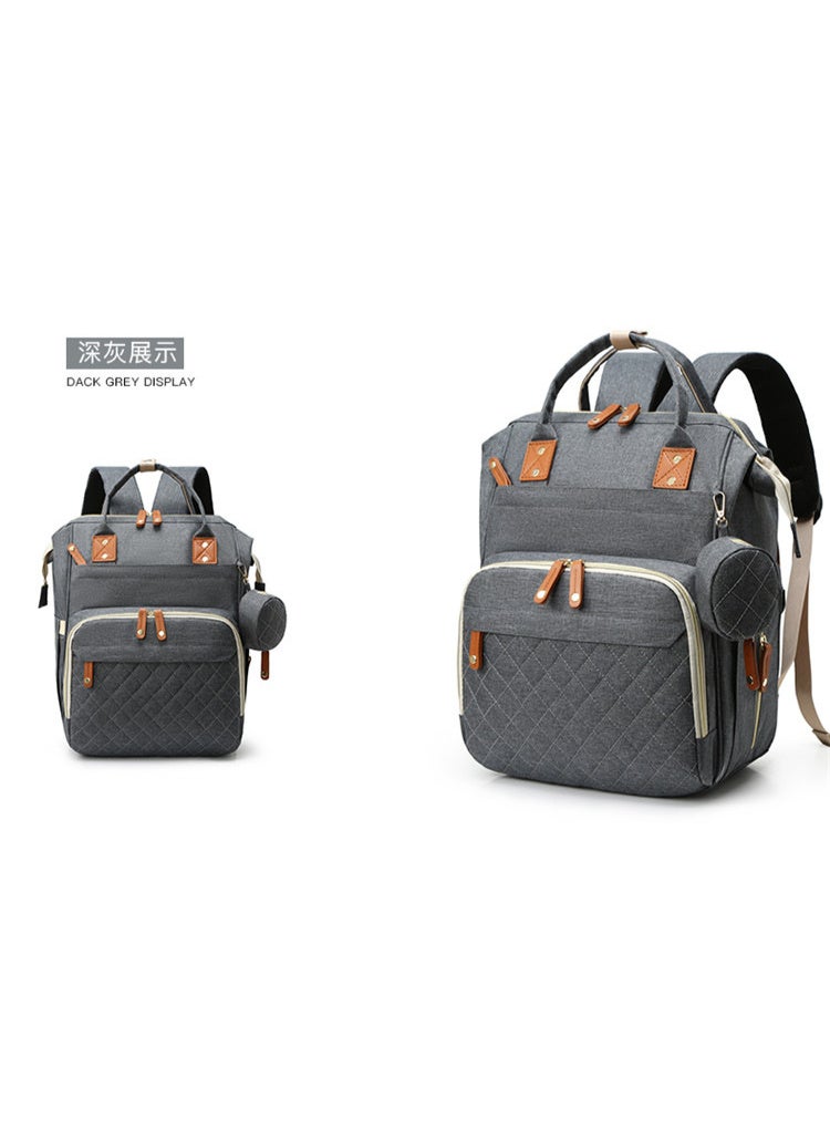 Large Capacity Baby Bag with USB Port & Stroller Straps, 3D Breathable Mom Backpack (Dark Gray)